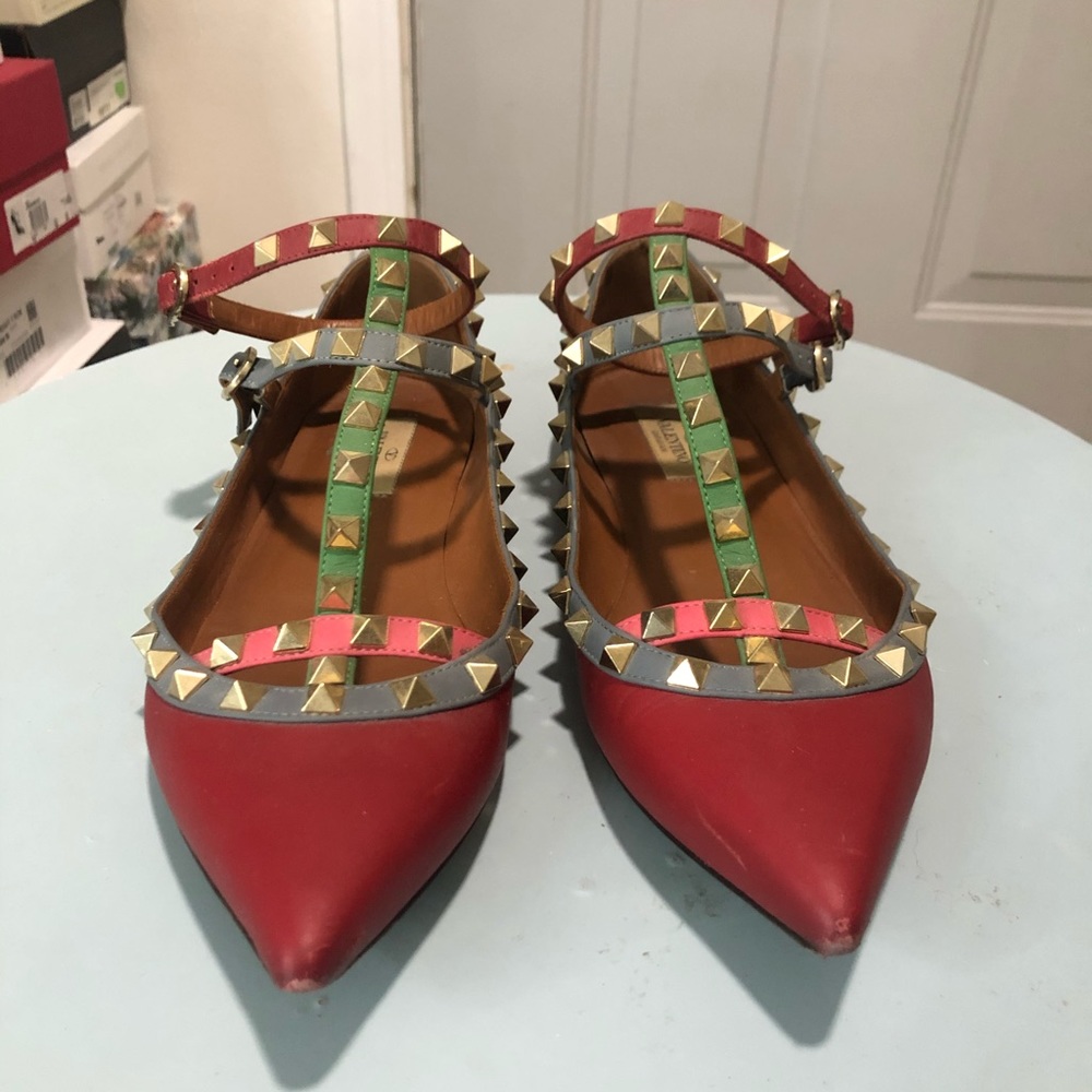Valentino rockstuds flats Sz 38.5 Pre-loved